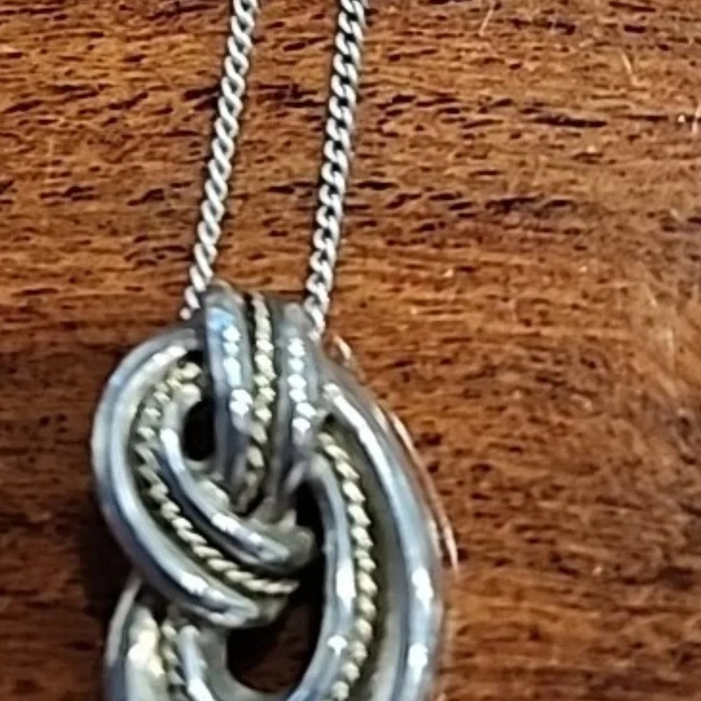 Tiffany & Co. Silver And 18 Kt Gold Infinity Knot Necklace - Picture 2 of 4